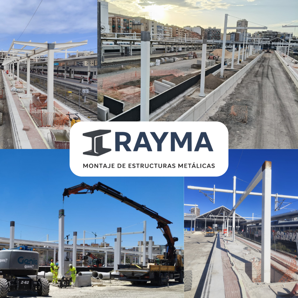 Montaje y soldadura de estructura metálica en la Estación de Alicante Terminal